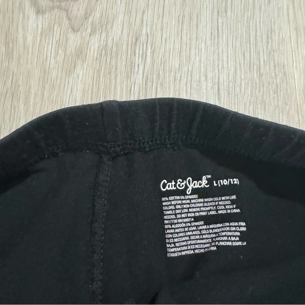 Kids Cat & Jack Girls Black Cotton Stretch Leggings Pants L 10/12